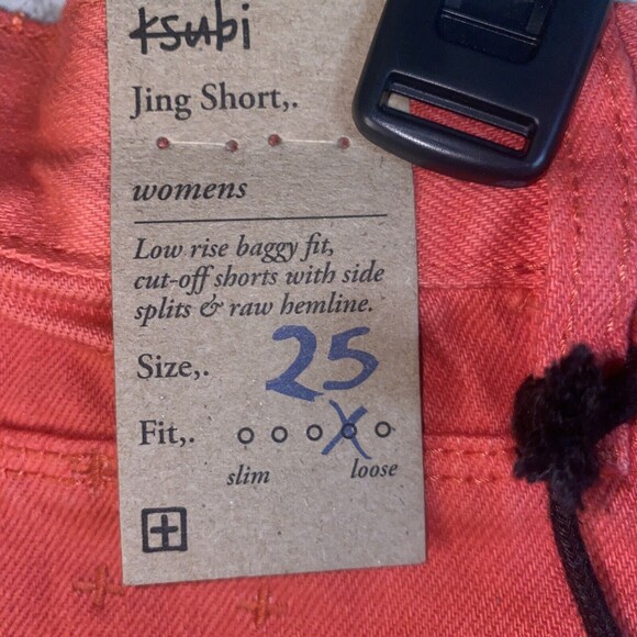 KSUBI Cut Off Shorts jing button fly Coral Low Rise Raw Hem Fit 25 y2k 90s - Picture 6 of 8